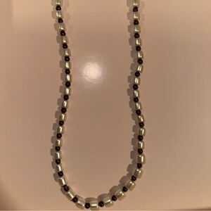 Elegant Pearl and Black Beaded Necklace